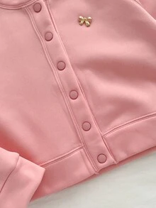 Genkimix Kids Kurtka w jednolitym kolorze z kokardą 3D dla dziewcząt w wieku 1/2 lat