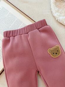 Blossori Baby Girls' French Elegant Smocked Sweatshirt/Sweatpants Set Fall Winter - Pink - View 3