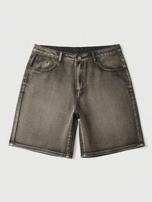 ROMWE MEN Goth 男士休闲街头风格刺绣口袋牛仔裤 - 銅色 - 查看 2