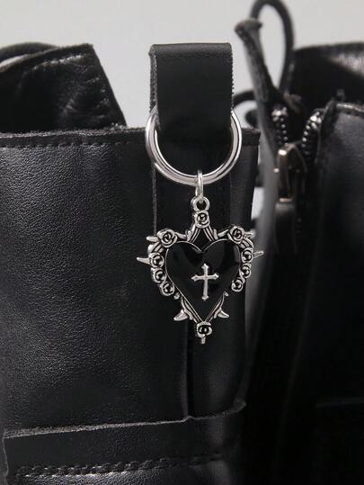 Goth 2 pièces/set Accessoires de décoration vintage gothique pour sac à chaussures - pendentif œil de diable et cœur