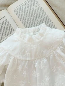 Blossori 女婴法式优雅荷叶边泡泡袖A字衬衫