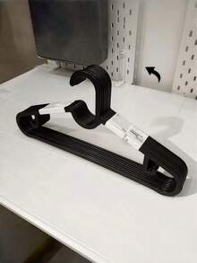 SHEIN Móc treo quần áo bằng nhựa, Giá treo quần áo chống trượt đơn giản, Dây phơi quần áo không để lại vết, Móc treo quần áo ban công dày dặn có móc, Màu đen - màu đen - Xem 6