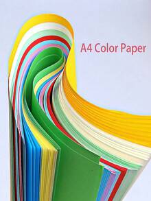 SHEIN 20/100 PCS Kertas Karton Tebal Berwarna A4 / Kertas Berwarna Tebal untuk Memotong Kertas, Koleksi Kertas Bertumpuk A4, Bahan Kertas Buatan Tangan, Kartu Ucapan Seni, Koran Tulisan Tangan - MultiWarna - View 9