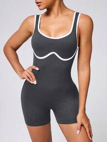 Velisys Set da 3 pezzi Tuta da donna con spalline sottili e sedere a pesca, abbigliamento attivo per Pilates, Tuta da yoga aereo senza schienale