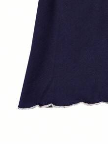 Tween Girl 法式优雅束腰连衣裙，海军蓝，春/秋/冬 - 黑色 - 查看 4