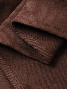 FRIFUL 女式秋季纯棕色彼得潘领长袖连衣裙，秋季连衣裙，户外连衣裙 - 咖啡棕 - 查看 6