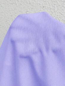 SHEIN LUNE Camiseta de manga larga con cuello en V de unicolor minimalista para mujer, informal para uso diario