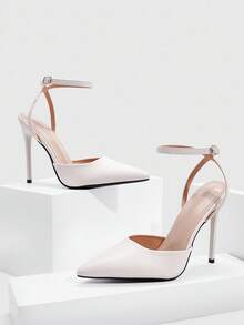 CUCCOO SZL Women's Fashion Slingback High Heel Pumps With Decorative Buckle For Christmas Spring Shoes - Beige - View 2