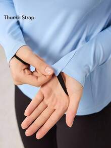 OutZeal 女士运动卫衣健身服高尔夫POLO衫长袖防紫外线凉爽触感立领半拉链上衣 - 淺藍色 - 查看 3