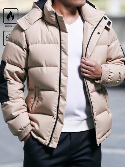 EURMUSE Men High Quality Casual Regular Hooded Wintercoat