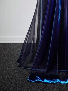 Viva Relle 大码女式优雅性感弹力修身 V 领无袖美人鱼下摆长裙，神秘闪亮，适合派对、婚礼宾客、新年，（随机珍珠装饰） - 紫色 - 查看 6