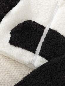 2 件套幼儿男童卡通刺绣 3D 耳朵设计羊毛连帽衫和裤子套装，适合秋冬季日常穿着和各种场合