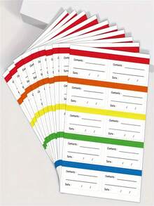 SHEIN 10/100/200/300pcs Colorful Removable Freezer & Food Storage Labels - Waterproof Food Label Stickers, Kitchen Organization, Date And Content Labeling, English, No Residue Paper Tags, Ideal For Meals, Containers & Kitchen Essentials, Perfect For Holidays - Multicolor - View 2