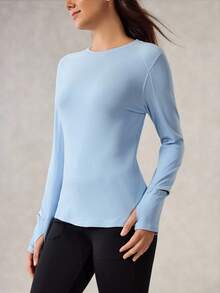 OutZeal 女士柔软拉绒表窗长袖蓝色户外T恤日常休闲 - 藍色 - 查看 5