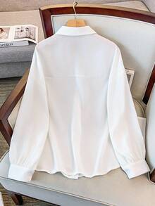 GlowEve CURVE Blusa elegante de manga farol con bordado de lentejuelas y strass para tallas grandes - Blanco - Ver 2