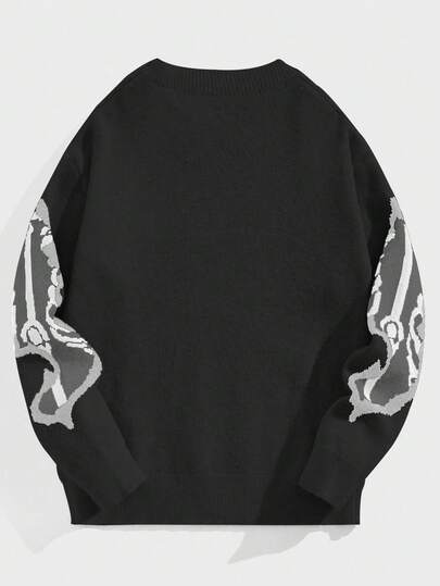 Goth pull femme motif crâne gothique en jacquard