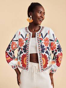 Travachic Áo khoác dài tay dáng suông in họa tiết hoa cho nữ, kiểu dáng thường ngày, thích hợp cho mùa thu, thanh lịch, đi chơi, sang trọng, phong cách đồng quê, ngày Quốc khánh, Tết Nguyên đán, lễ tốt nghiệp sang trọng, áo khoác cardigan, mùa thu đông, tiệc Giáng sinh, năm mới, khách dự đám cưới, lễ tốt nghiệp sang trọng, dạ hội cao cấp, thường ngày. - trắng - Xem 8