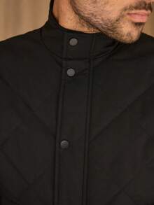 HIMLAND Men's Casual Lightweight Stand Collar Jacket, Winter Outerwear - Black - View 3