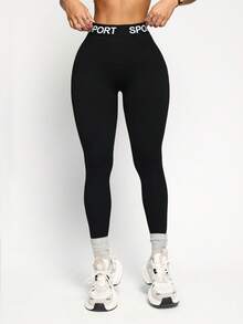 Dewbera 1 件对比条纹弹性腰部跑步、健身、瑜伽、运动紧身裤健身房紧身裤瑜伽紧身裤训练紧身裤健身紧身裤女式紧身裤 - 黑與白 - 查看 2