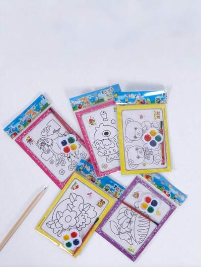 SHEIN 20pcs/10pcs/5pcs/50pcs/100pcs Watercolor Painting For Kids,Coloring,Kindergarten Craft DIY,Watercolor Painting,Educational Scribbling Artwork,Educational,Paint Set Kids,Kid Painting,Small Gifts For Kids,Toys Games,Valentines Crafts Kids,Toys,Kids Toys,Party Favors For Kids(Random Style)