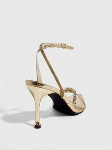 CUCCOO SZL Women's Pointed Toe Rhinestone Decor Elegant High Heel Sandals