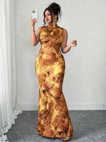 Elenzga Halloween Plus Size Dresses - Yellow - View 3