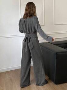 Livesso 2 pièces Ensemble t-shirt décontracté ample et pantalon pour femmes, automne/hiver