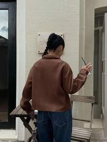 Siren Gaze 休闲落肩纽扣大衣，秋季