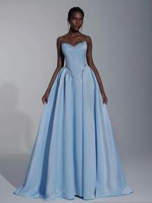 Elitara Elegantes gestricktes Patchwork-Satin-Bustier-Baskenrock mit Taillenbund, luxuriöser 3D-Strass, superweiter A-Linie-Rock mit verstellbarem Rückenbindung, geeignet für Date, Party, Hochzeit, Urlaub, Schulanfang, formelle Gala