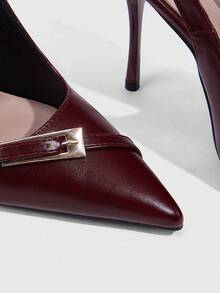 CUCCOO SZL Giày cao gót kiểu Lolita có quai sau đính nơ dành cho nữ, màu đỏ tía, thích hợp cho dịp Giáng sinh. - Màu Đỏ Sâu - Xem 6