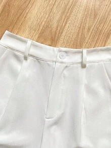INAWLY 女士条纹衬衫和侧袋短裤两件套，秋季通勤装 - 藍白色 - 查看 5