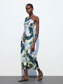 Maija Outfit Deas For Dress,Women's Elegant Ginkgo Leaf Printed Sleeveless Dress Summer Dresses For Women,Vacation Outfits - Green - View 7