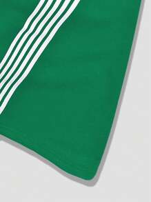 Manfinity Campus Court 男士宽松口号图案抽绳腰运动裤，绿色运动裤，男士阔腿侧条纹健身裤，男士运动裤，男士条纹运动裤，运动裤