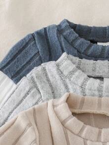 Playful Pals 3件套男婴撞色抓绒连体衣，拼接圆领长袖带口袋保暖罗纹连体衣，休闲户外服，秋冬季