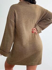 EURMUSE Women's Casual Pocket Sweater, Daily Wear, Comfortable, Fall, Winter - Brown - View 2
