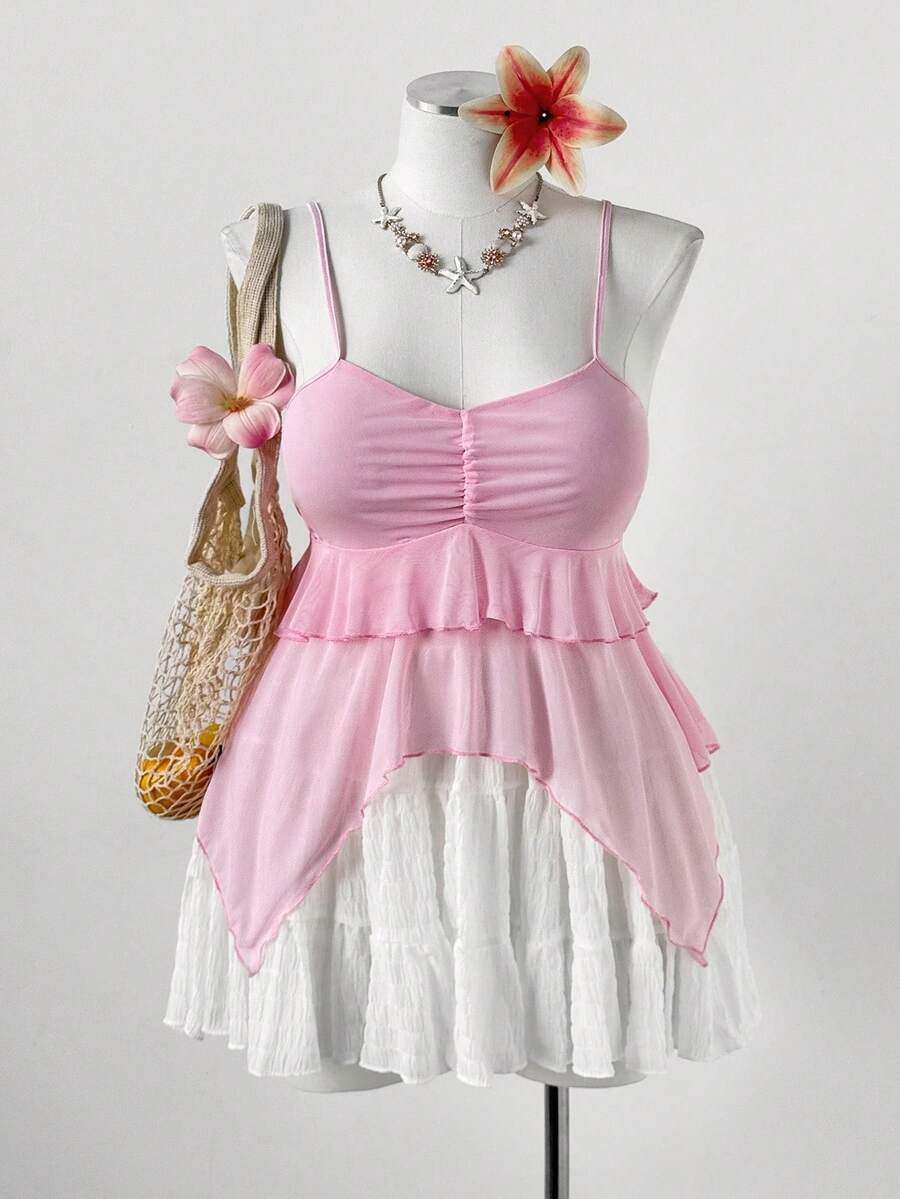 SHEIN Sweetro Y2K Sexy Asymmetric Ruffle Camisole