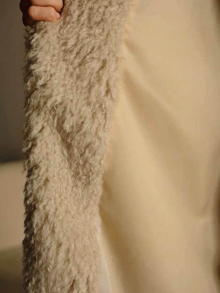 BELTED OVERSIZED FAUX FUR COAT