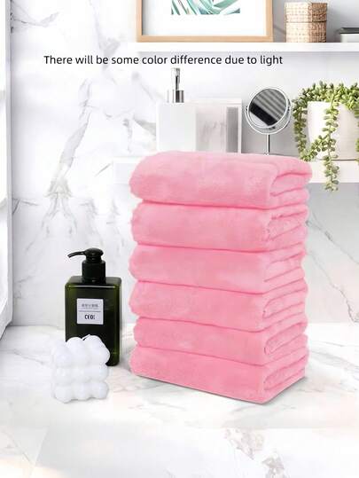 SHEIN Juego de 3/6/9 toallas de microfibra de felpa de coral, súper absorbentes, toallas faciales de múltiples usos para secado de cabello, secado de agua, limpieza de automóviles, deportes, viajes, accesorios de baño, decoración del hogar, artículos esenciales de playa de verano, toallas de secado rápido y livianas