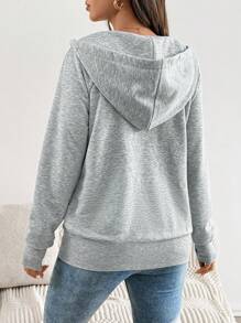 SHEIN 3-In-1 Maternity Hoodie Jacket With Pocket, Solid Color Pregnancy Sweatshirt Outerwear   Zip Up Hoodie   Fall Women Clothes - Grey - View 2