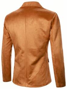 Manfinity Mode Men's Notched Lapel Fake Pocket Blazer, Old Money Style - Camel - View 2