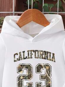 SHEIN 2 件套男婴休闲简约时尚 23 号图案连帽衫，适合春秋冬季 - 彩色 - 查看 5