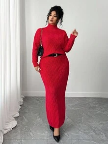 Elenzga Setelan Sweater Ukuran Besar untuk Natal dan Halloween, Pakaian Musim Gugur dan Musim Dingin untuk Wanita. - Merah - View 4