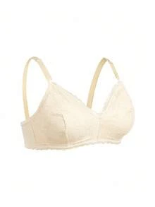 BloomMama Plus Size Maternity Solid Color Lace Nursing Bra