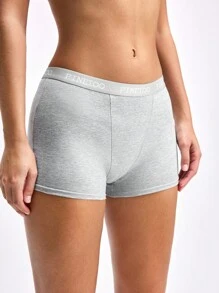 LOUNGEISTA 3pcs/Set Solid Color Letter Waistband High-Waisted Boxer Brief Underwear, Comfortable For Women, Neutral Color Clothing - Multicolor - View 7