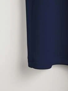 INAWLY Minimalistyczna, elegancka koszulka damska z okrągłym dekoltem i sztucznymi perłami - Królewski Niebieski - Zobacz 4