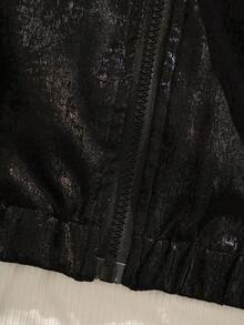 SHEIN Explorewe Tween Girl Reflective Stripe Glow-In-The-Dark Hoodie Jacket Fall Winter - Silver - View 6