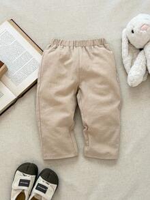 Blossori 男宝宝法式优雅立领纽扣前开衬衫和裤子套装 - 卡其色 - 查看 5