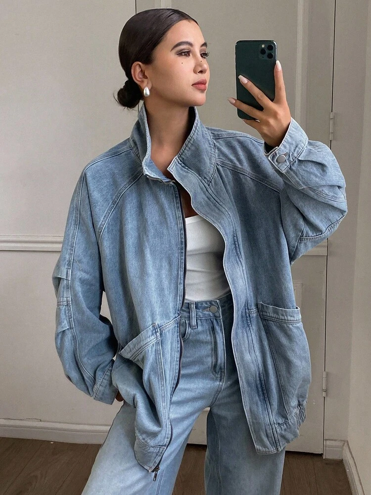 Autumn/Winter New Loose Casual Distressed Washed Women Denim Jacket And Coat Outerwear