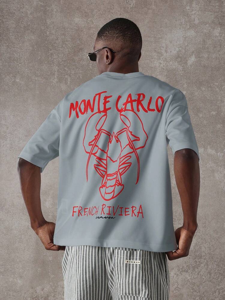 SUMWON Monte Carlo French Riviera Summer Beach Graphic Tee Oversized Streetwear Short Sleeve Casual Vacation Comfort Fit T-Shirt