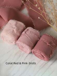 1/3/9 卷手工雪纺丝带流苏 1.5 英寸 X 5.5 码磨边丝带，适用于婚礼请柬、新娘花束、礼品包装、蝴蝶结制作、工艺品、派对装饰 - 彩色 - 查看 35